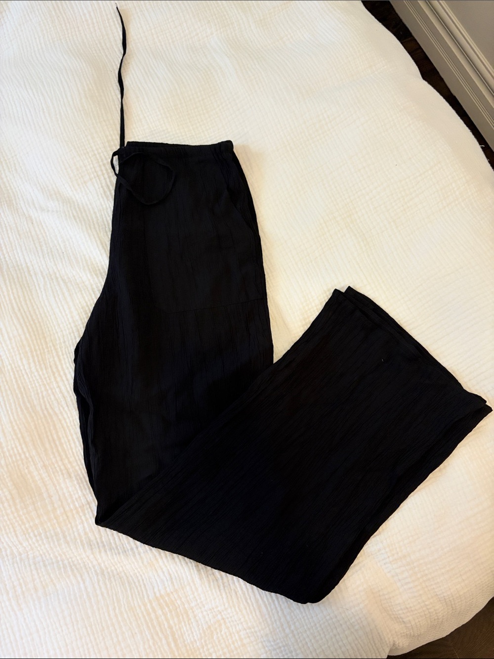 Zara Drawstring crinkle pants Wide-Leg